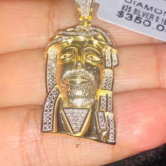 Real diamond Jesus pendant w/10k gold rope chain - Picture 3 of 17
